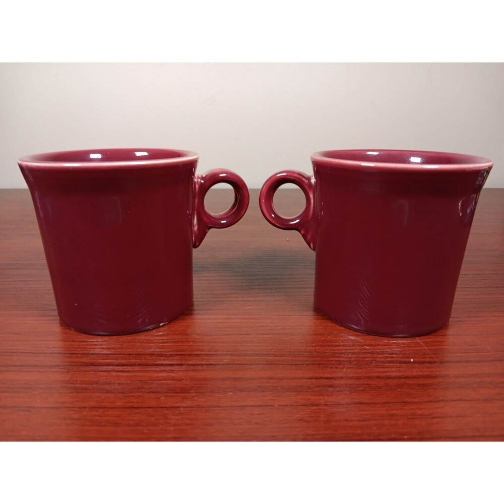 Set 2 Fiesta Coffee Tea Mug Cinnabar O- Ring Handle Homer Laughlin USA Pottery
